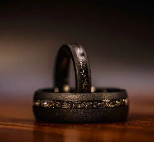 His & Hers Meteorite Couple Rings