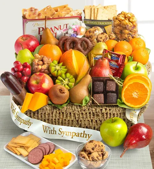 Sympathy Fruits & Sweets Gift Basket