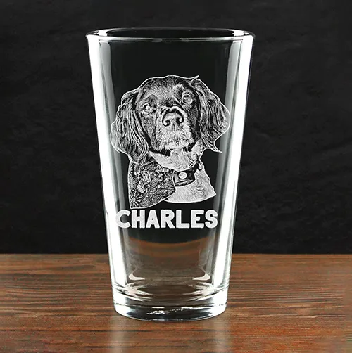 Engraved Pet Photo on Glass Cup