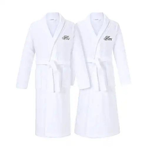 Romance Helpers His and Hers Robes Set | Set of 2 Terry Cotton Robes for Couples | Perfect Wedding Engagement Anniversary Couple Gifts