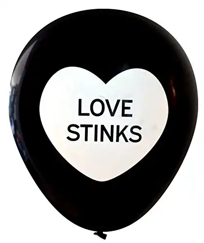 Love Stinks Latex Balloons (16 pcs) | Divorce/Anti-Valentine's Day | by Nerdy Words (Black)