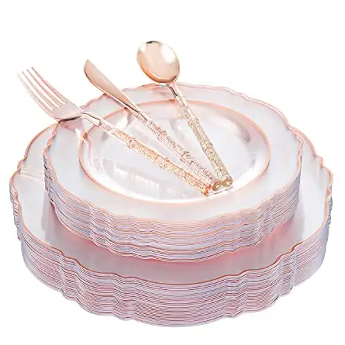 Clear Rose Gold Disposable Plates