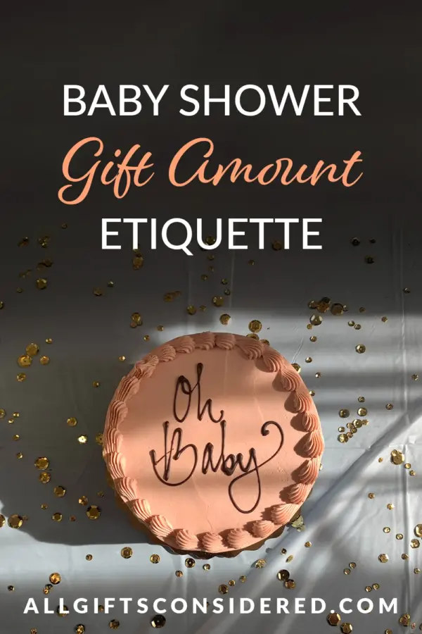 baby shower gift amount etiquette - pin it image