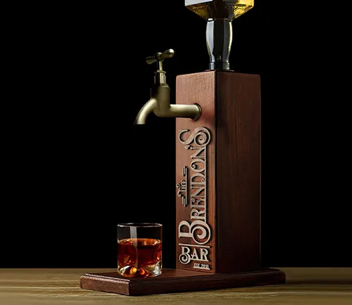 Embossed Wooden Whiskey Dispenser