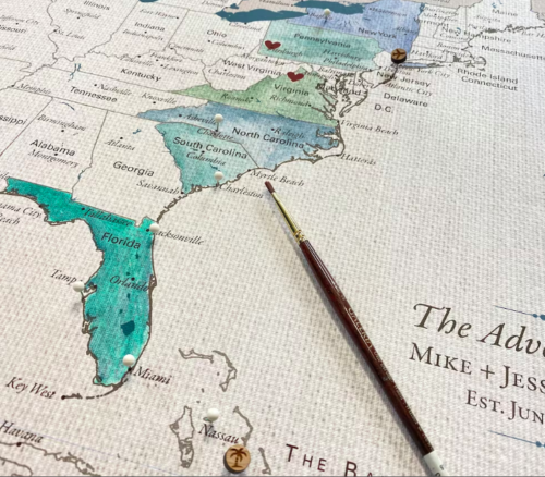 Couples Waterclolor Adventure Map