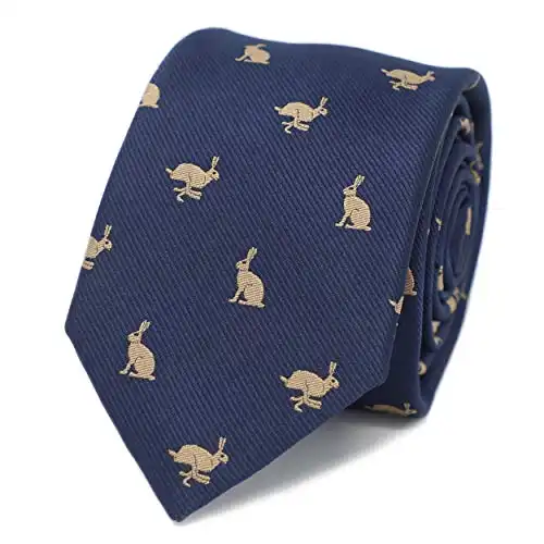 Navy Hare Neck Tie With Box Brown