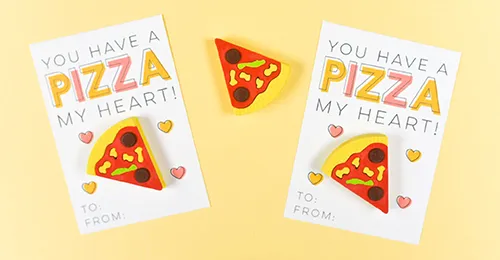 Free Printable Pizza Valentines Cards for Kids