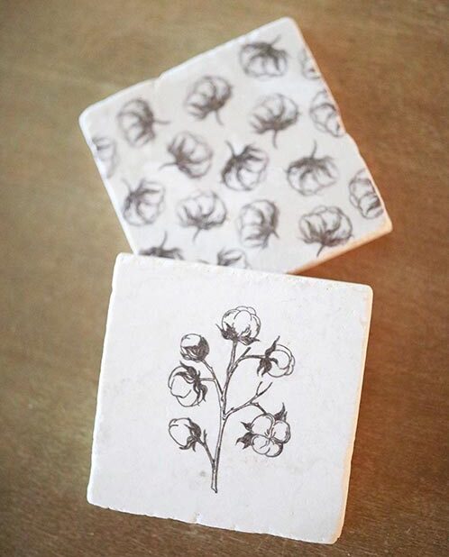 Cotton Stem Marble Coasters