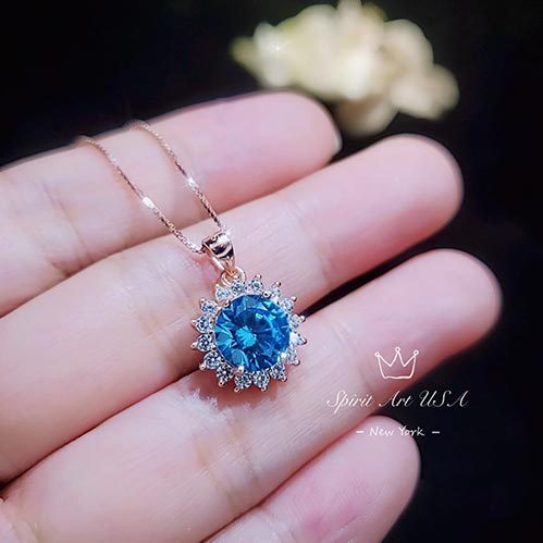 Blue Topaz Necklace for Her