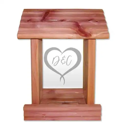Personalized Sweethearts Bird Feeder with Laser Carved Initials
