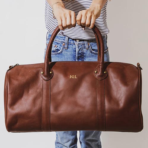 Personalized Leather Travel Bag