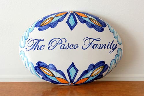 Personalized Hand Painted Pottery House Sign