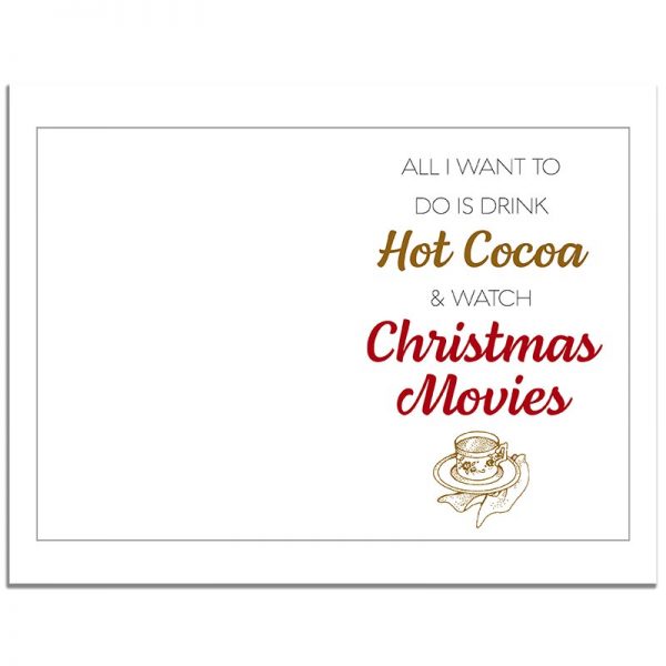 7x10 Hot Cocoa & Christmas Movies Folded Merry Christmas Greeting Card