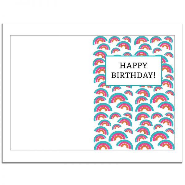 7x10 Blue Pink Rainbow Pattern Folded Happy Birthday Greeting Card
