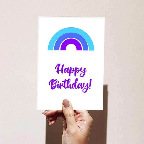 Blue Rainbow Happy Birthday Card