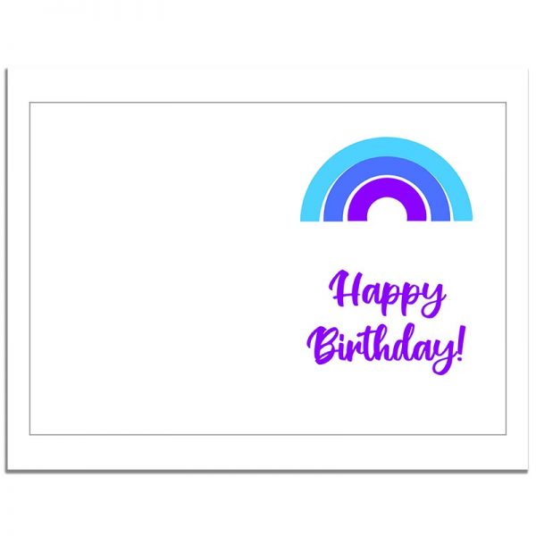 7x10 Blue Rainbow Folded Happy Birthday Greeting Card