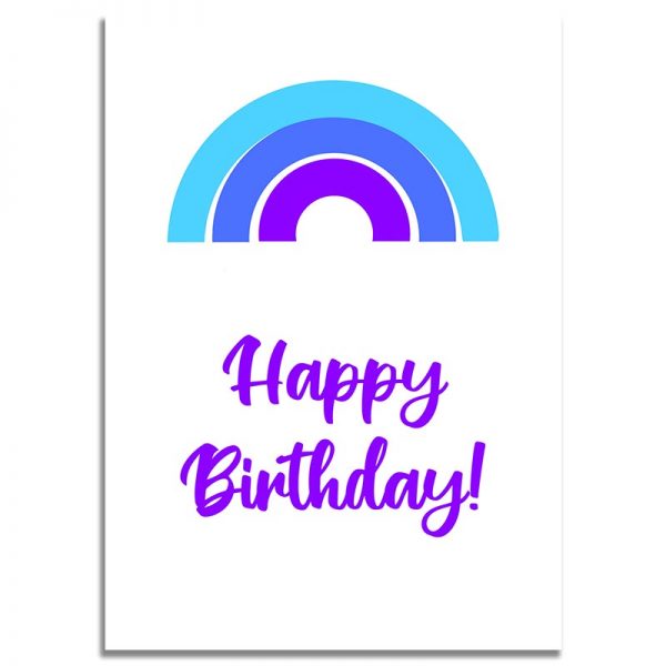 Front Side - 5X7 Happy Birthday Greeting Card Blue Rainbow