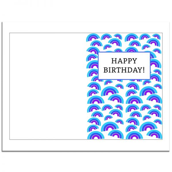 7x10 Blue Rainbow Pattern Folded Happy Birthday Greeting Card