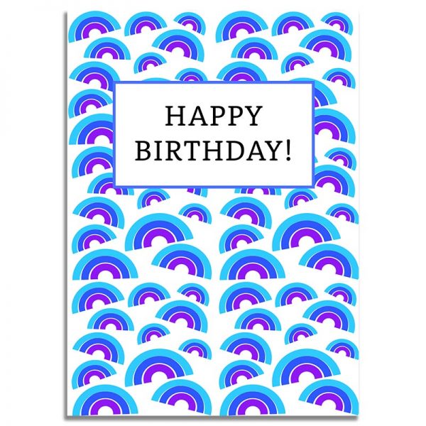 Blue Rainbow Pattern Happy Birthday Card