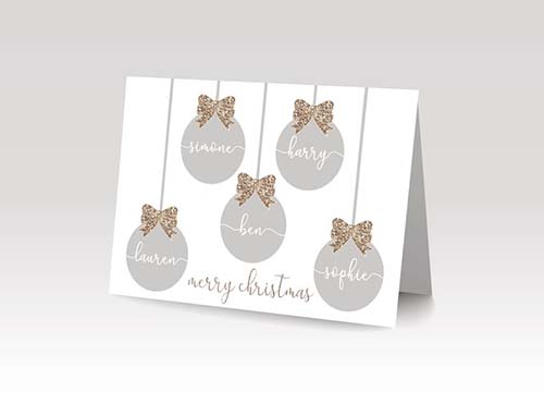 Personalized Bauble Family name Christmas Card