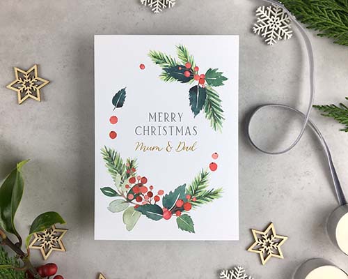 Custom Christmas Cards: Berries Foliage