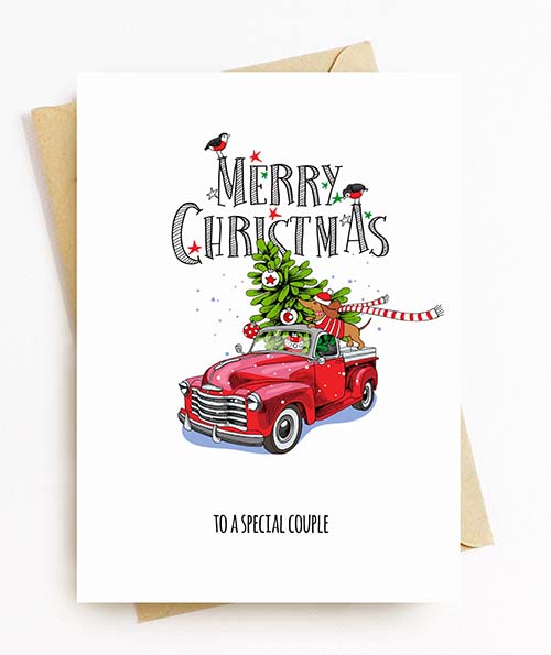 Classic Christmas Cards: Truck and Christmas Tree