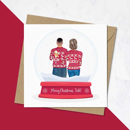 Family Portrait Christmas Card - Snow Globe