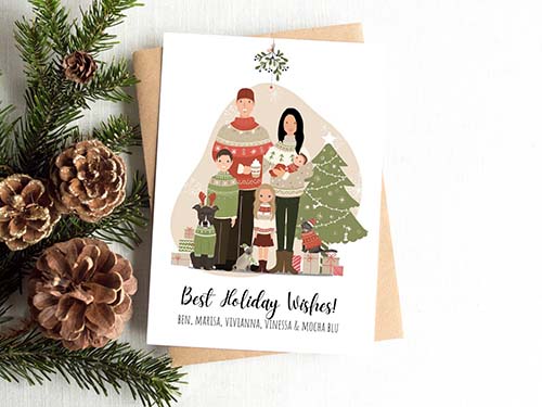 Illustrated Christmas Card: Holiday Wishes