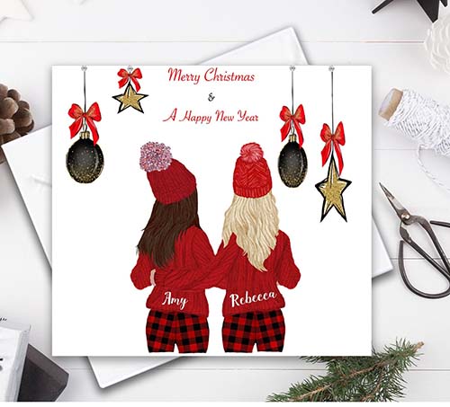 Illustrated Happy New Years & Merry Christmas Card