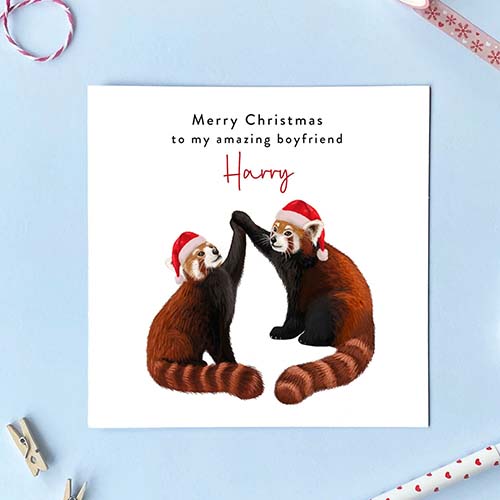 Red Panda Merry Christmas Card