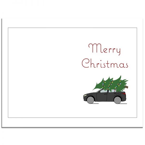 7x10 Merry Christmas Tree on SUV Folded Greeting Card