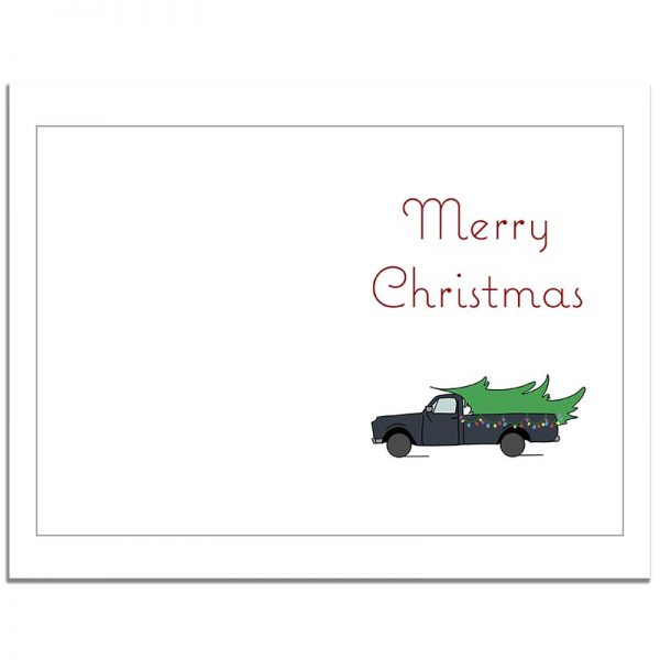 7x10 Merry Christmas Tree in Truck Folded Greeting Card