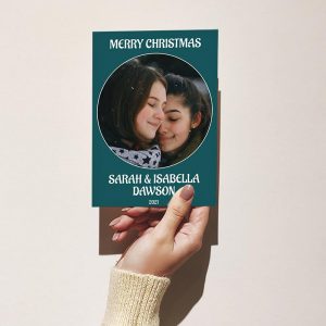 Template Photo Christmas Customizable Greeting Card: Simple Couple's Portrait