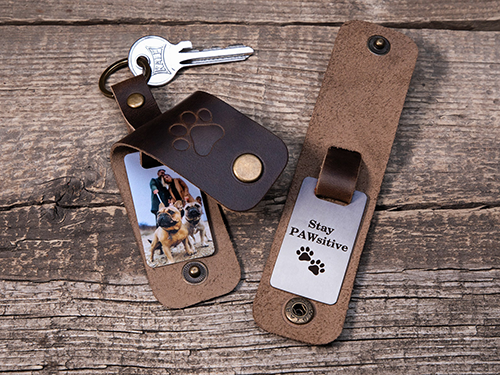 Gifts for Dog Lovers: Leather Photo Keychain