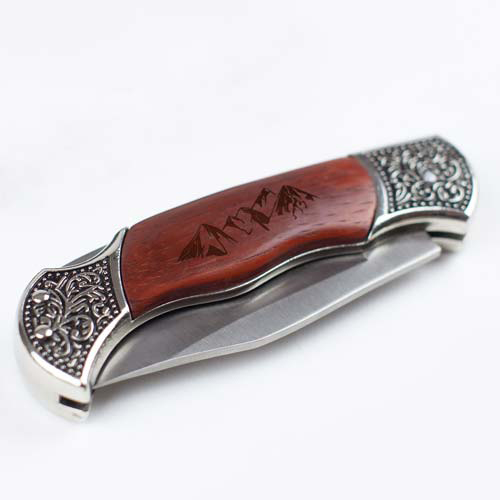 Engraved Mountain Pocket Knife