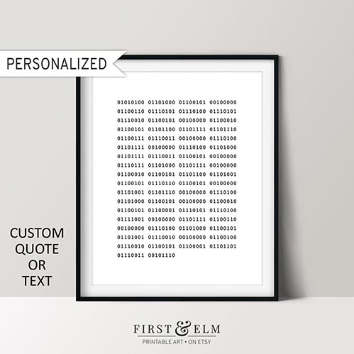 gifts for programmers - Personalized Binary Code Poster