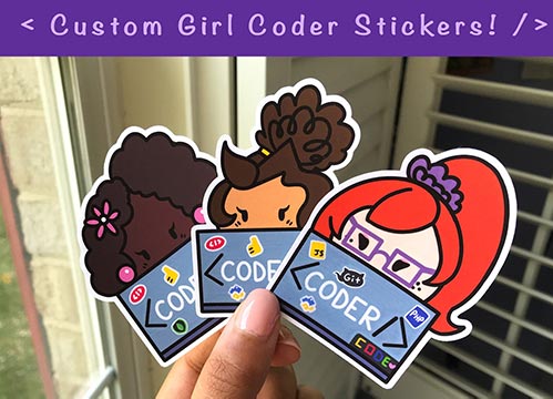 Custom Girl Coder Stickers