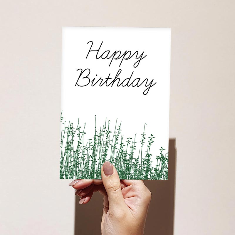 Green Grass Scenery Happy Birthday Card
