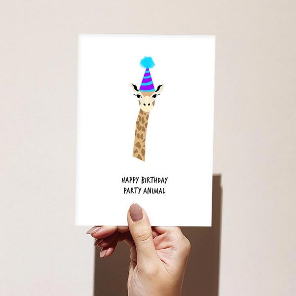 Giraffe Party Animal Happy Birthday Card