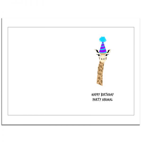 7x10 Giraffe Party Animal Folded Happy Birthday Greeting Card