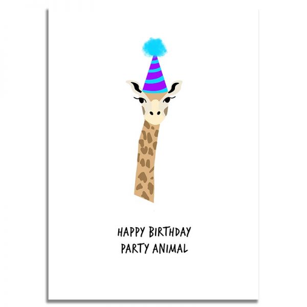 Front Side - 5X7 Happy Birthday Greeting Card Giraffe Party Animal