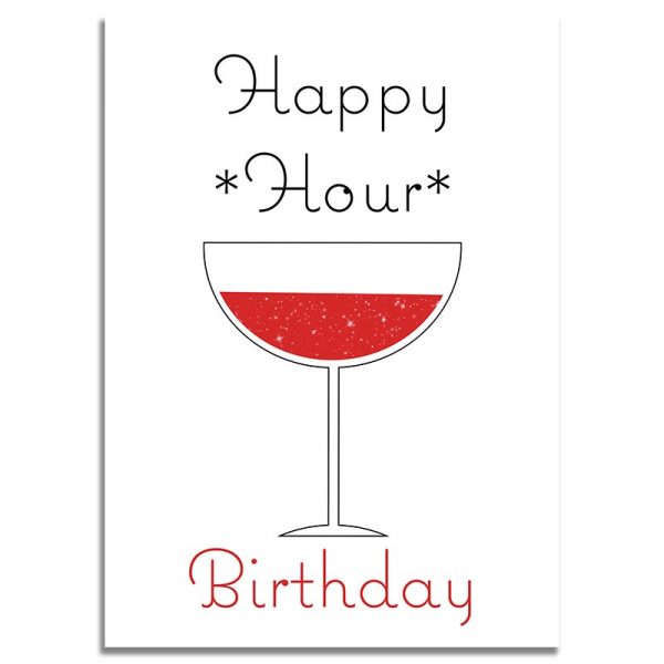 Front Side - 5X7 Happy Birthday Greeting Card Happy Hour