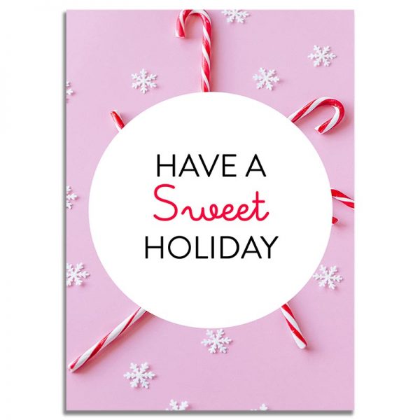 Front Side - 5X7 Have a Sweet Holiday Candy Cane Christmas Greeting Card