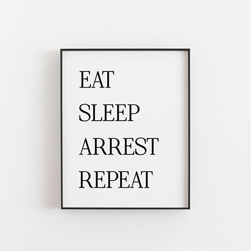 Eat Sleep Arrest Repeat Wall Art