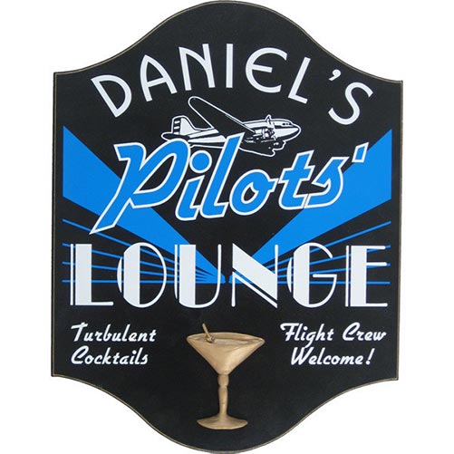 Pilots Lounge Man Cave Sign