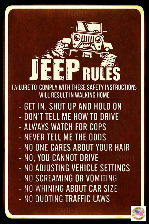 Jeep Rules Garage Sign