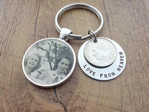 in memory of mom gifts -Love From Heaven Keychain