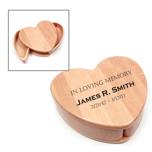 in memory of mom gifts -Wooden Heart Keepsake Box