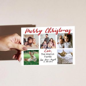 Template Photo Christmas Customizable Greeting Card: Red Family Collage