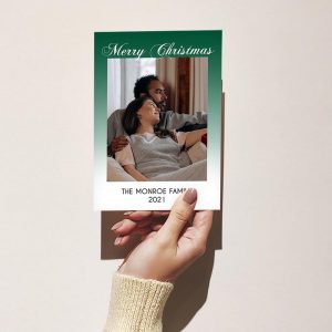 Template Photo Christmas Customizable Greeting Card: Green Faded
